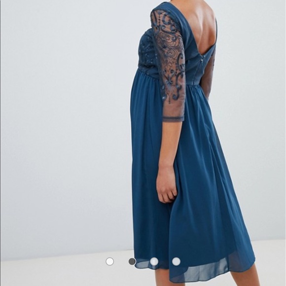 ASOS Chi Chi London Maternity lace midi dress Blue - Picture 3 of 8